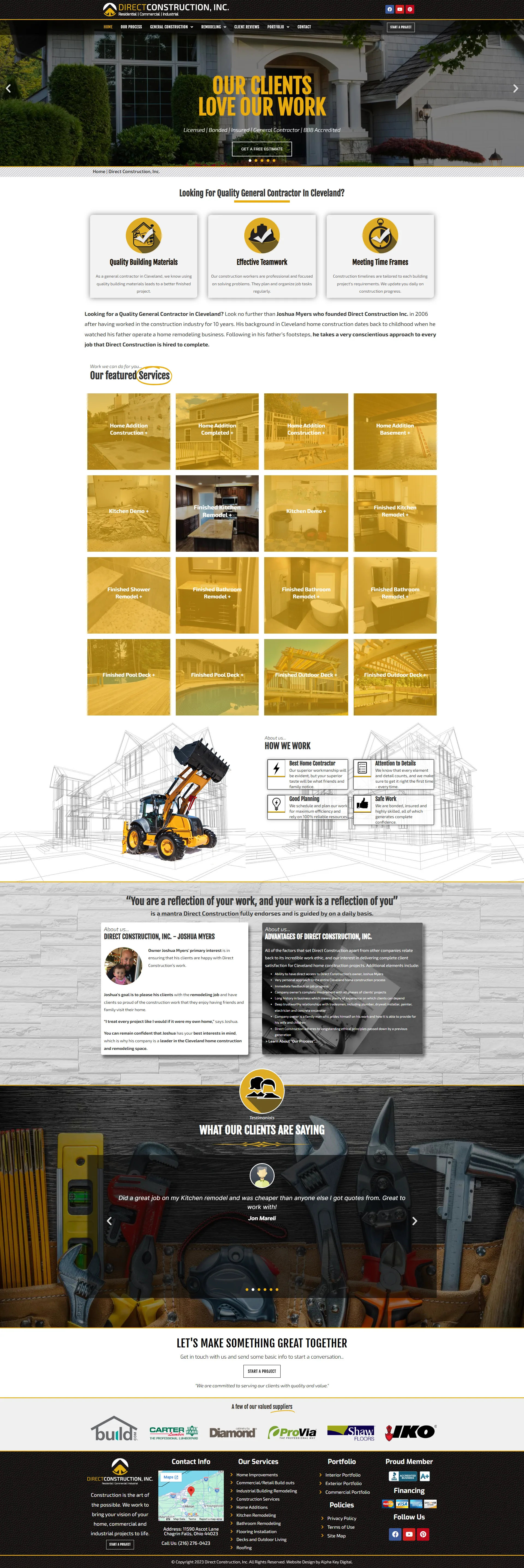 Direct Construction contractor website project